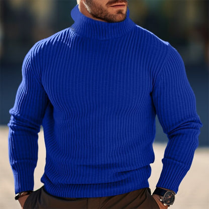 Warm Men Turtleneck Sweater - Ribbed Wool, Winter Layering