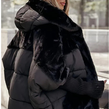 Insulating Womens Hooded Coat - Oversized Faux Fur Winter