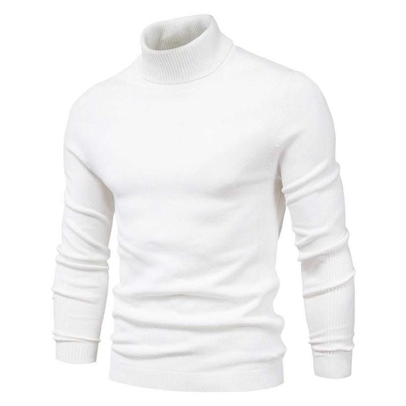 Blød herre rullekrave sweater - slim fit viskose vinter