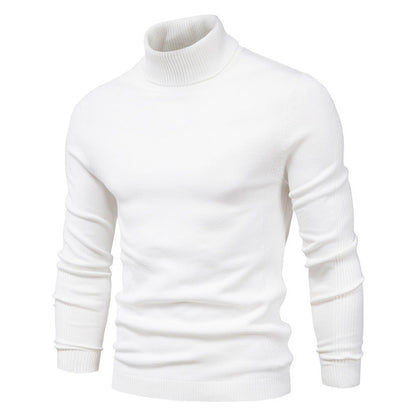 Blød herre rullekrave sweater - slim fit viskose vinter