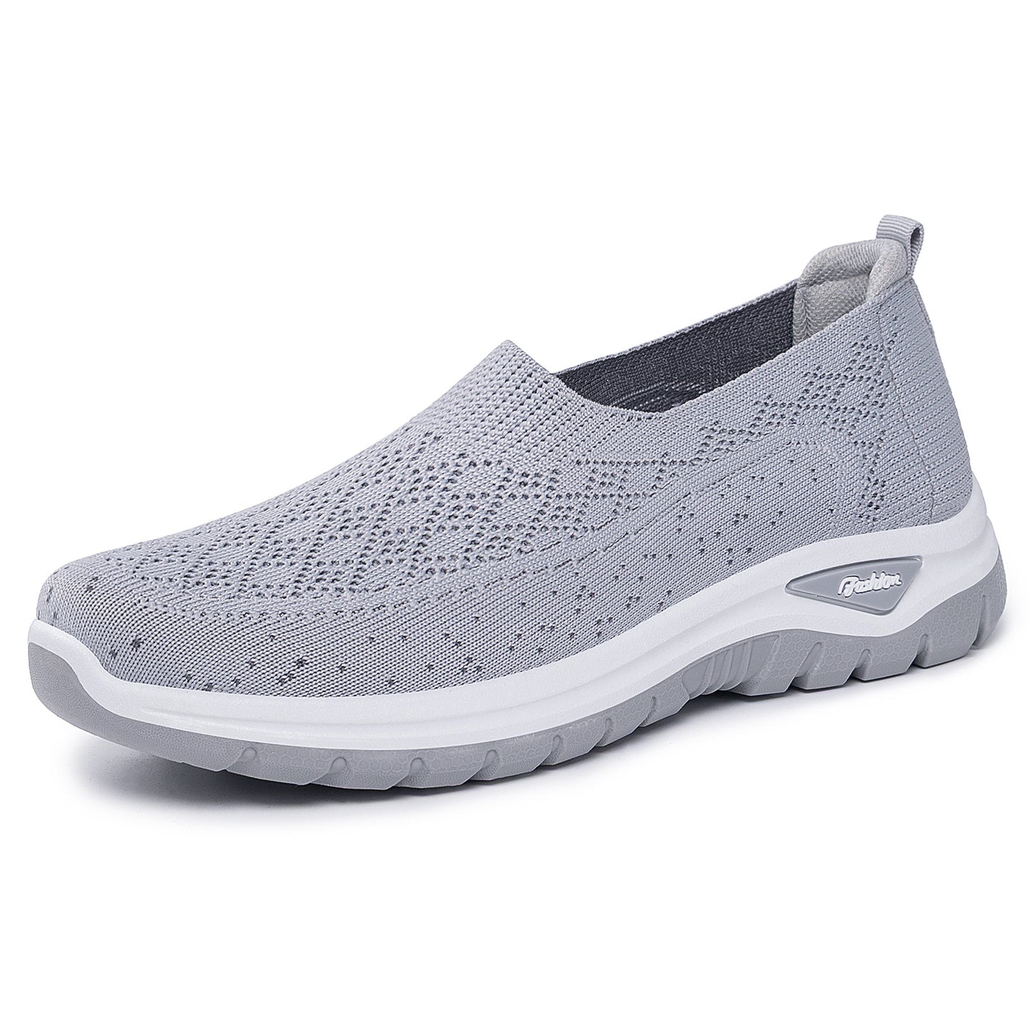Letvægts damesko med mesh, slip-on – slip-on, strikket overdel, afslappet til daglig brug