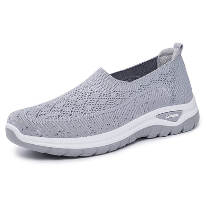 Letvægts damesko med mesh, slip-on – slip-on, strikket overdel, afslappet til daglig brug