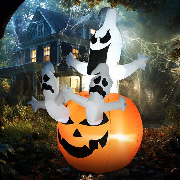 Halloween Inflatable Decoration Pumpkin With Ghosts LED