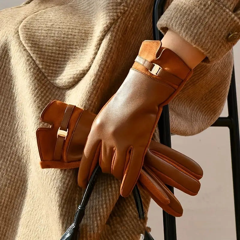 Waterproof Women’s Gloves - Slim Faux Leather, Lined