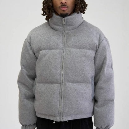 Varm herre dunjakke - boxy kort frakke, polyester, vinter