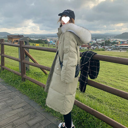 Insulating Women’s Long Down Puffer Coat - Quilted Cotton