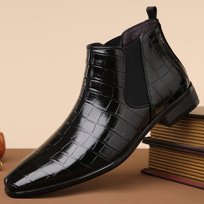 Supportive Men's Chelsea Boots - High Top Croc Leather