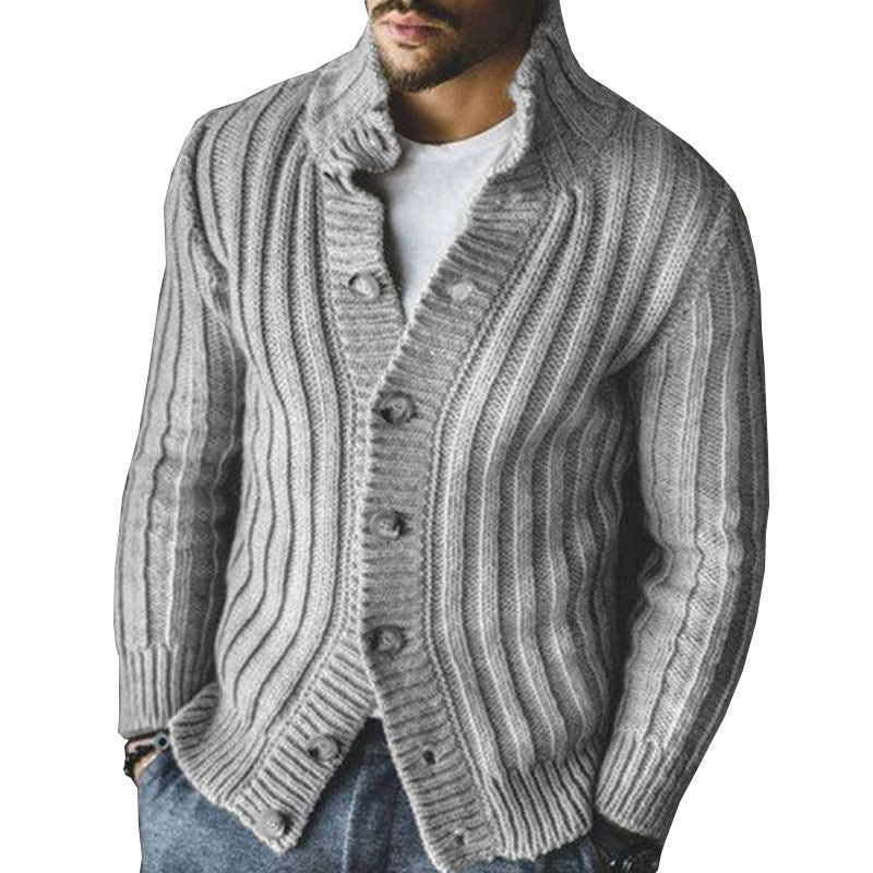 Warm Classic Herre Cardigan - Skjalskrave, Uldblanding