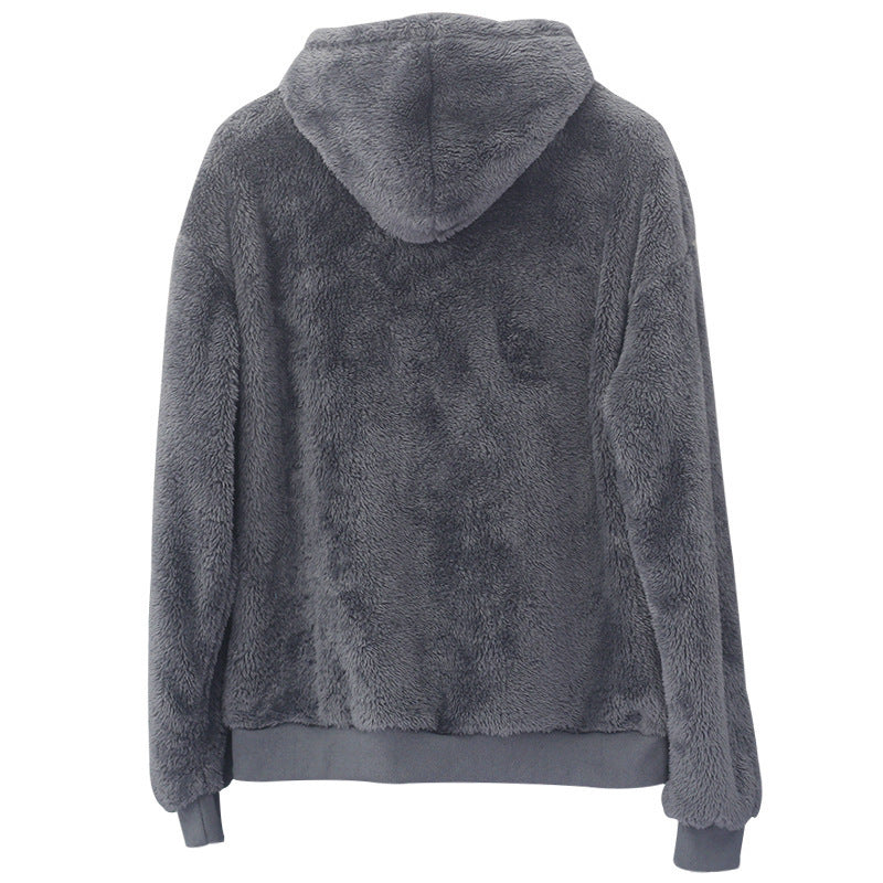 Soft Relaxed Men's Hoodie - Pullover, Double Velvet, Winter
