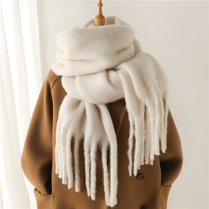 Soft Women’s Scarf - Oversized Fringed Cashmere For Winter
