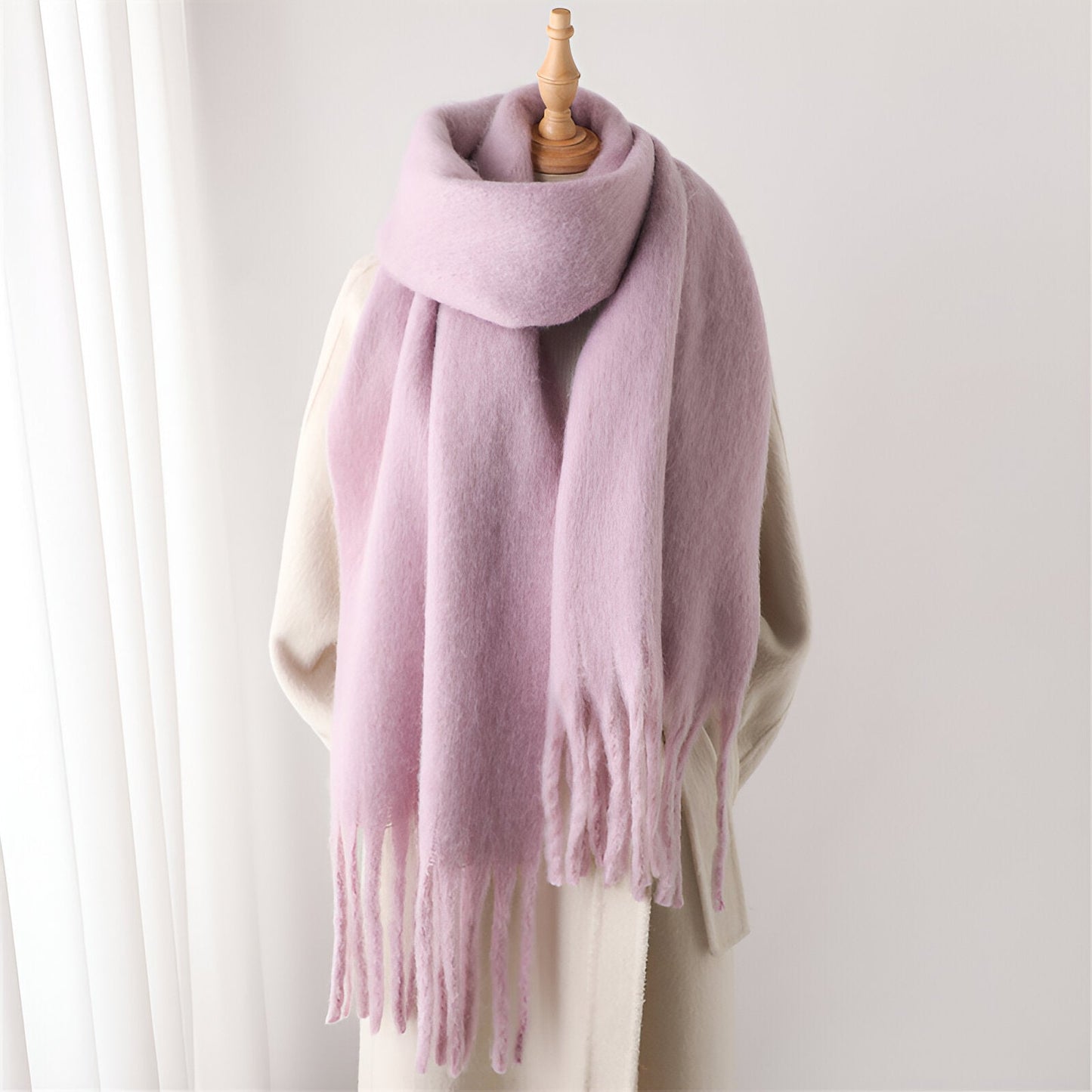 Soft Women’s Scarf - Oversized Fringed Cashmere For Winter
