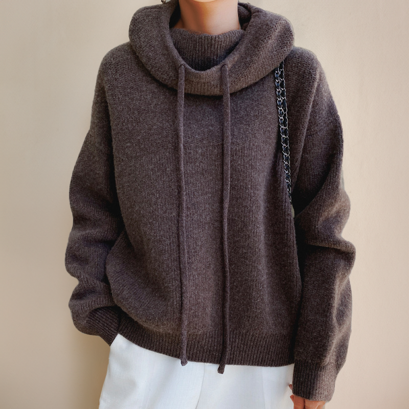 Übergroßer Damen-Hoodie – Boxy Plüschstrick, zum Schichten geeignet