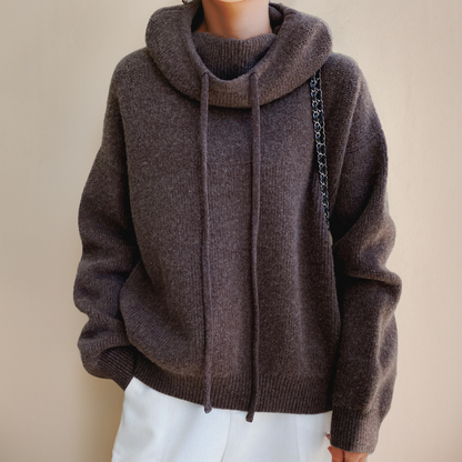 Übergroßer Damen-Hoodie – Boxy Plüschstrick, zum Schichten geeignet
