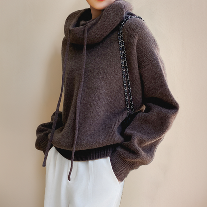 Übergroßer Damen-Hoodie – Boxy Plüschstrick, zum Schichten geeignet