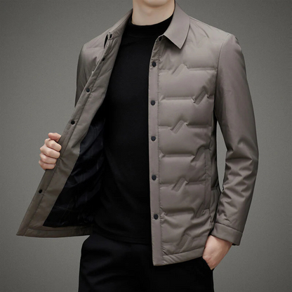 Lightweight Refined Men's Padded Jacket - Shirt Collar Down