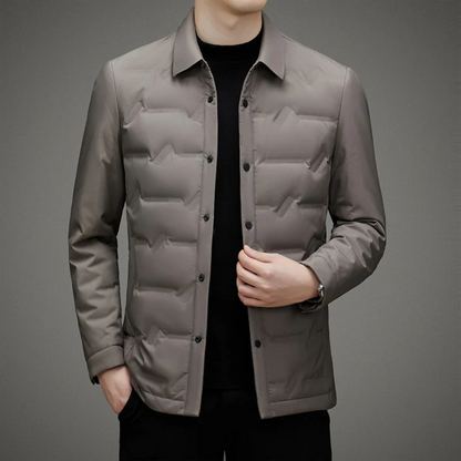 Lightweight Refined Men's Padded Jacket - Shirt Collar Down