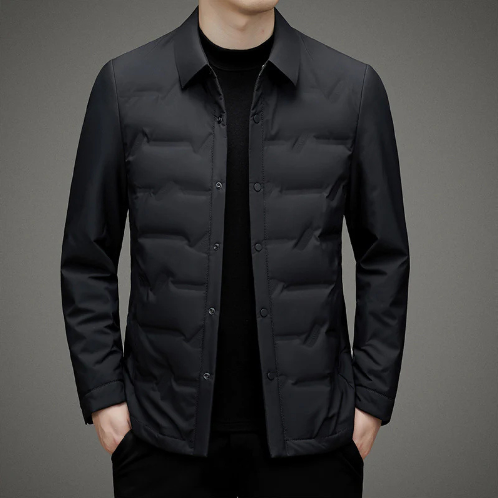 Lightweight Refined Men's Padded Jacket - Shirt Collar Down