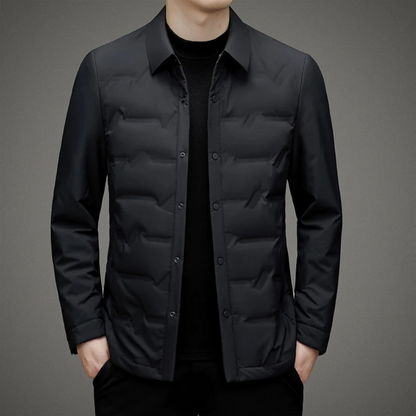 Lightweight Refined Men's Padded Jacket - Shirt Collar Down