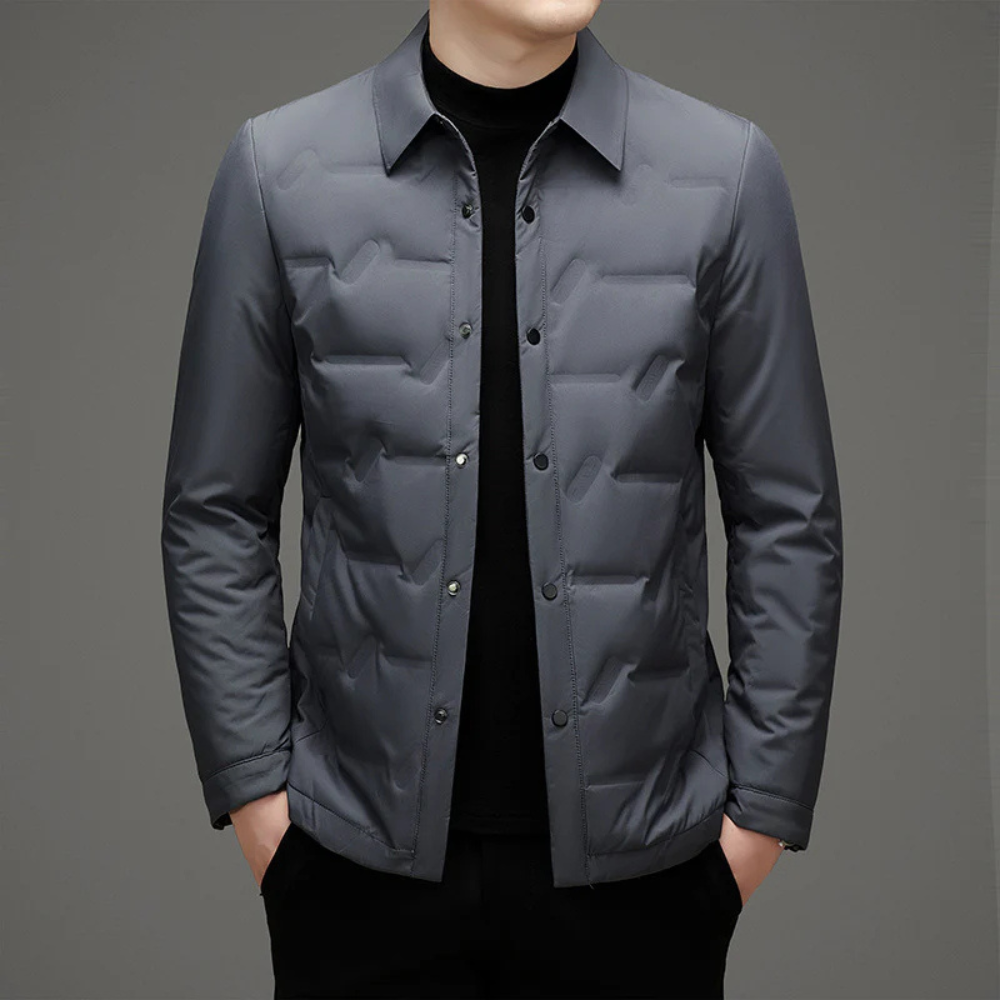 Lightweight Refined Men's Padded Jacket - Shirt Collar Down