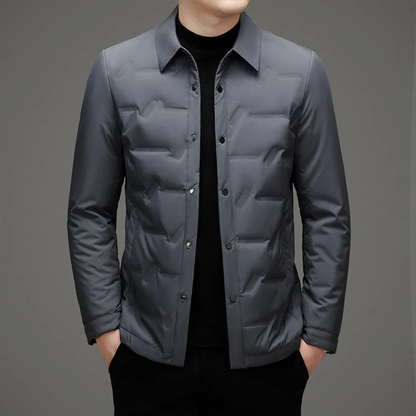 Lightweight Refined Men's Padded Jacket - Shirt Collar Down