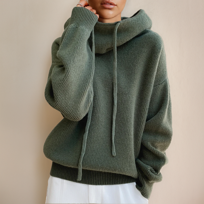 Übergroßer Damen-Hoodie – Boxy Plüschstrick, zum Schichten geeignet