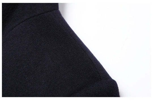 Warm Men’s Wool Coat - Single-Breasted Mid-Thigh, Winter