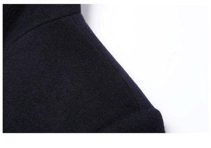 Warm Men’s Wool Coat - Single-Breasted Mid-Thigh, Winter