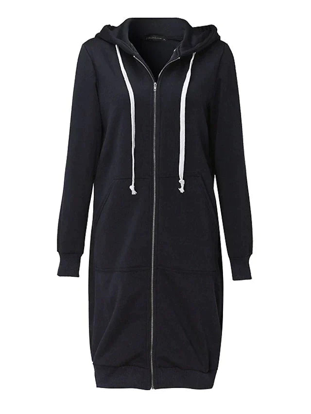 Warm Cozy Women’s Zip-Up Hoodie - Longline, For Cold Days