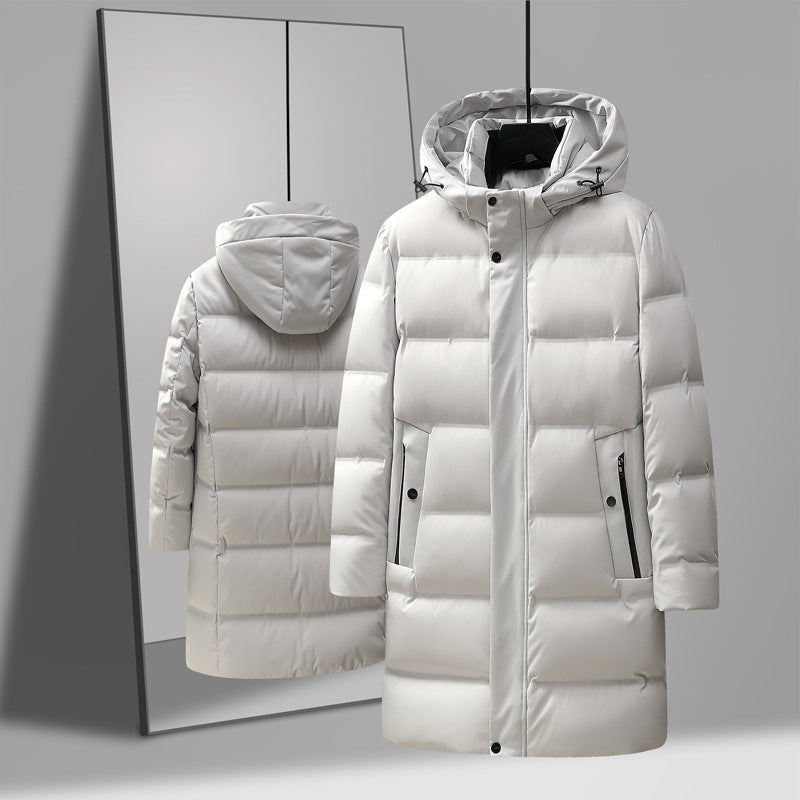 Isolerende herre midtlange dunjakke - boxy, polyester