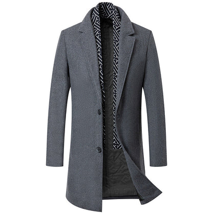 Warm Mens Wool Coat - Mid Length Structured Cut, Winter