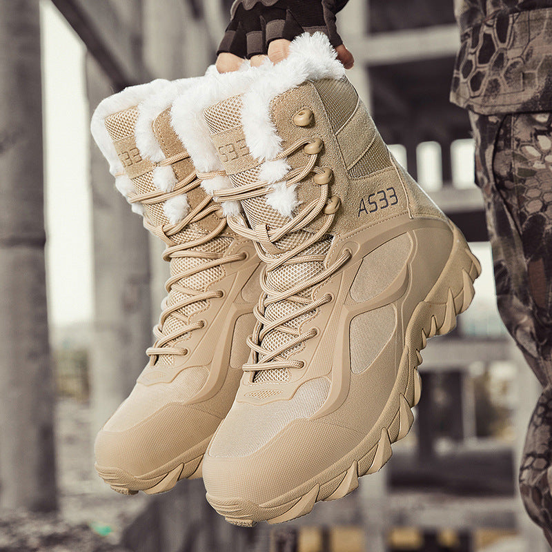 Non-Slip Men's Snow Boots - High-Top Platform, Faux Fur