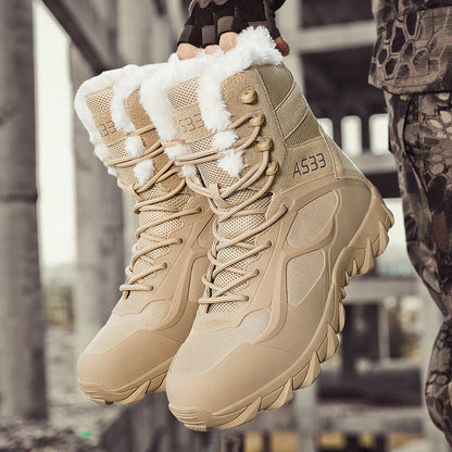 Non-Slip Men's Snow Boots - High-Top Platform, Faux Fur