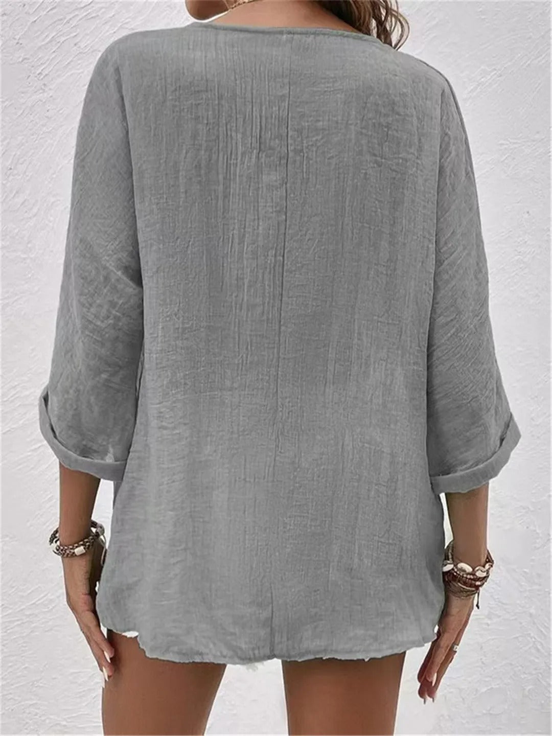 V-Neck Button-Up Women's Top - Lightweight Blouse for Women, Versatile Casual Elegance, Flattering Fit, Sizes S-3XL-6