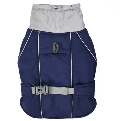 Vannavstøtende hundekåpe med reflekterende striper og justerbare stropper for trygge vinterturer 2025