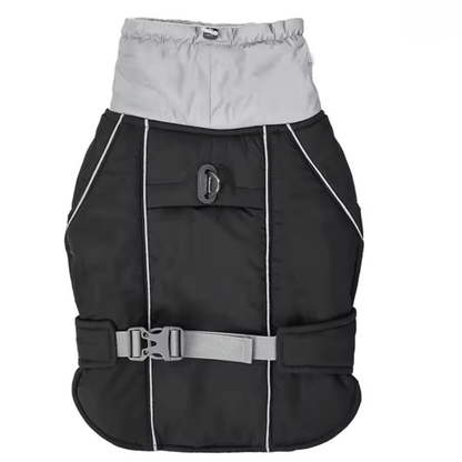 Vannavstøtende hundekåpe med reflekterende striper og justerbare stropper for trygge vinterturer 2025