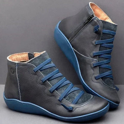 Weiche Damen-Stiefeletten - Keilabsatz, Leder, Alltag
