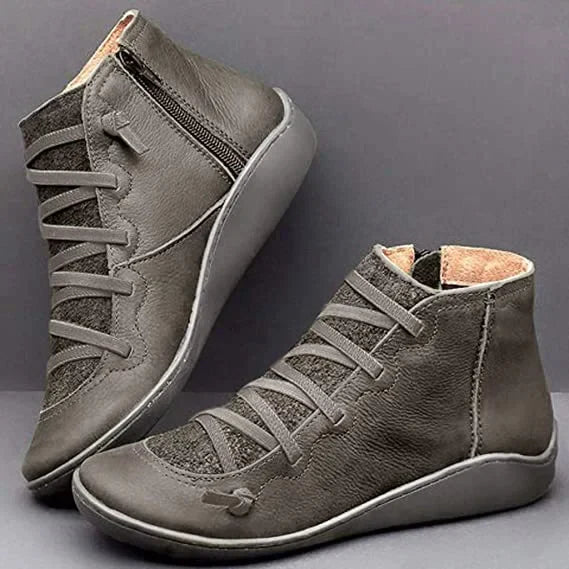 Weiche Damen-Stiefeletten - Keilabsatz, Leder, Alltag