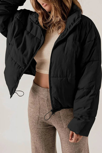 Insulating Womens Puffer Jacket - Cropped Boxy Polyester