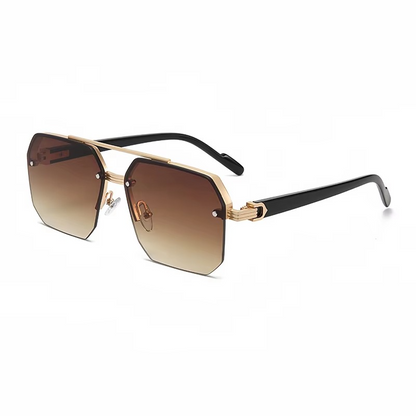 Occhiali da sole in metallo quadrati retro oversize per uomini e donne, occhiali alla moda con gradiente UV400
