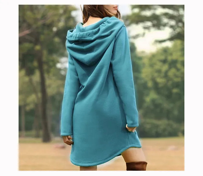 Soft Cozy Women's Hoodie Dress - Longline Brushed Knit