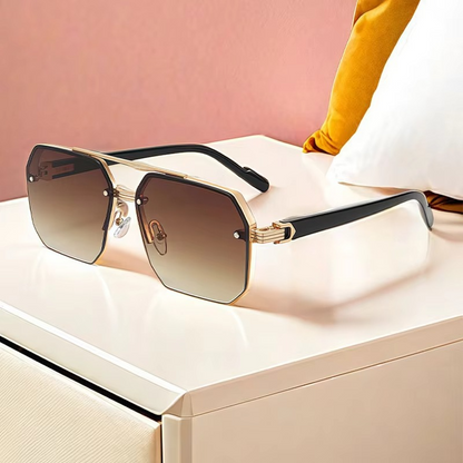 Occhiali da sole in metallo quadrati retro oversize per uomini e donne, occhiali alla moda con gradiente UV400