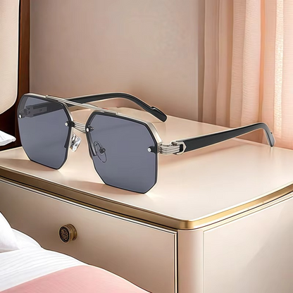 Occhiali da sole in metallo quadrati retro oversize per uomini e donne, occhiali alla moda con gradiente UV400