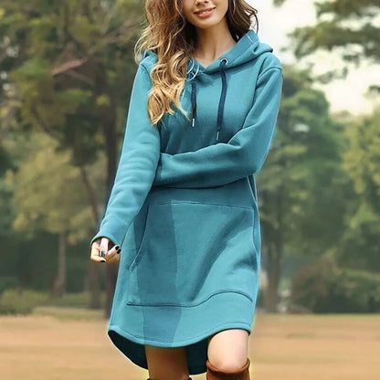 Soft Cozy Women's Hoodie Dress - Longline Brushed Knit