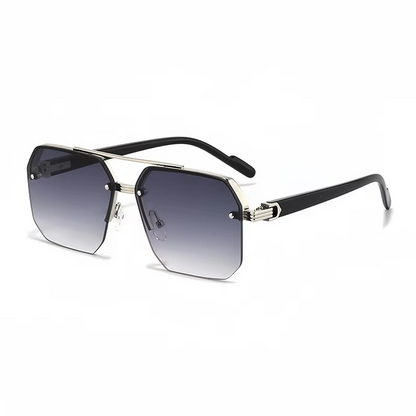 Occhiali da sole in metallo quadrati retro oversize per uomini e donne, occhiali alla moda con gradiente UV400