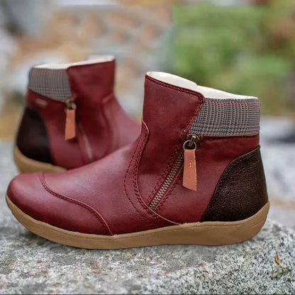 Bottines chaudes et confortables pour femmes - Zip, cuir synthétique, hiver