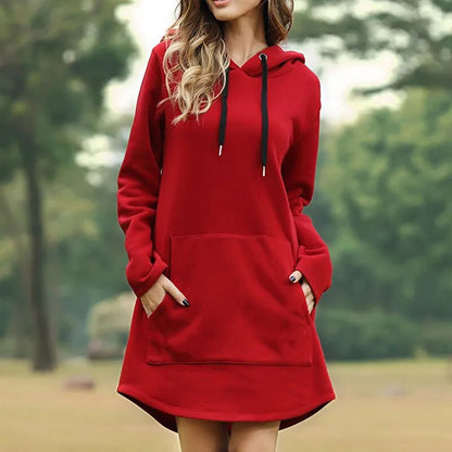 Soft Cozy Women's Hoodie Dress - Longline Brushed Knit