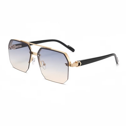 Occhiali da sole in metallo quadrati retro oversize per uomini e donne, occhiali alla moda con gradiente UV400