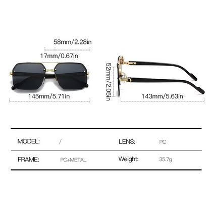 Occhiali da sole in metallo quadrati retro oversize per uomini e donne, occhiali alla moda con gradiente UV400