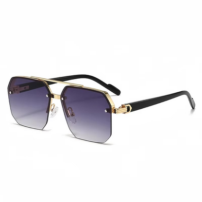 Occhiali da sole in metallo quadrati retro oversize per uomini e donne, occhiali alla moda con gradiente UV400