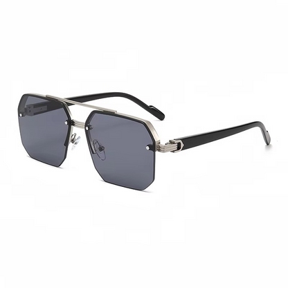Occhiali da sole in metallo quadrati retro oversize per uomini e donne, occhiali alla moda con gradiente UV400